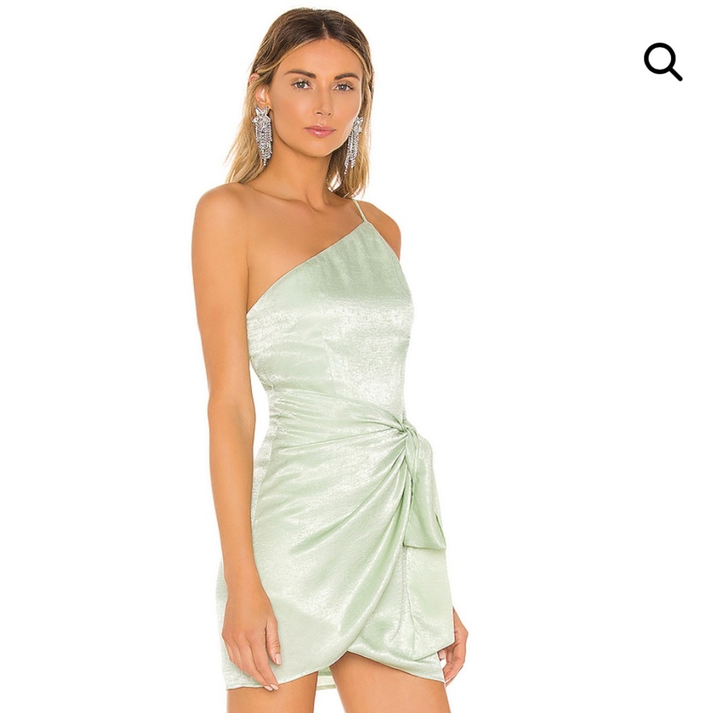 NWT Lovers + Friends Elegant Light Green One Shoulder Wrap Dress from Revolve